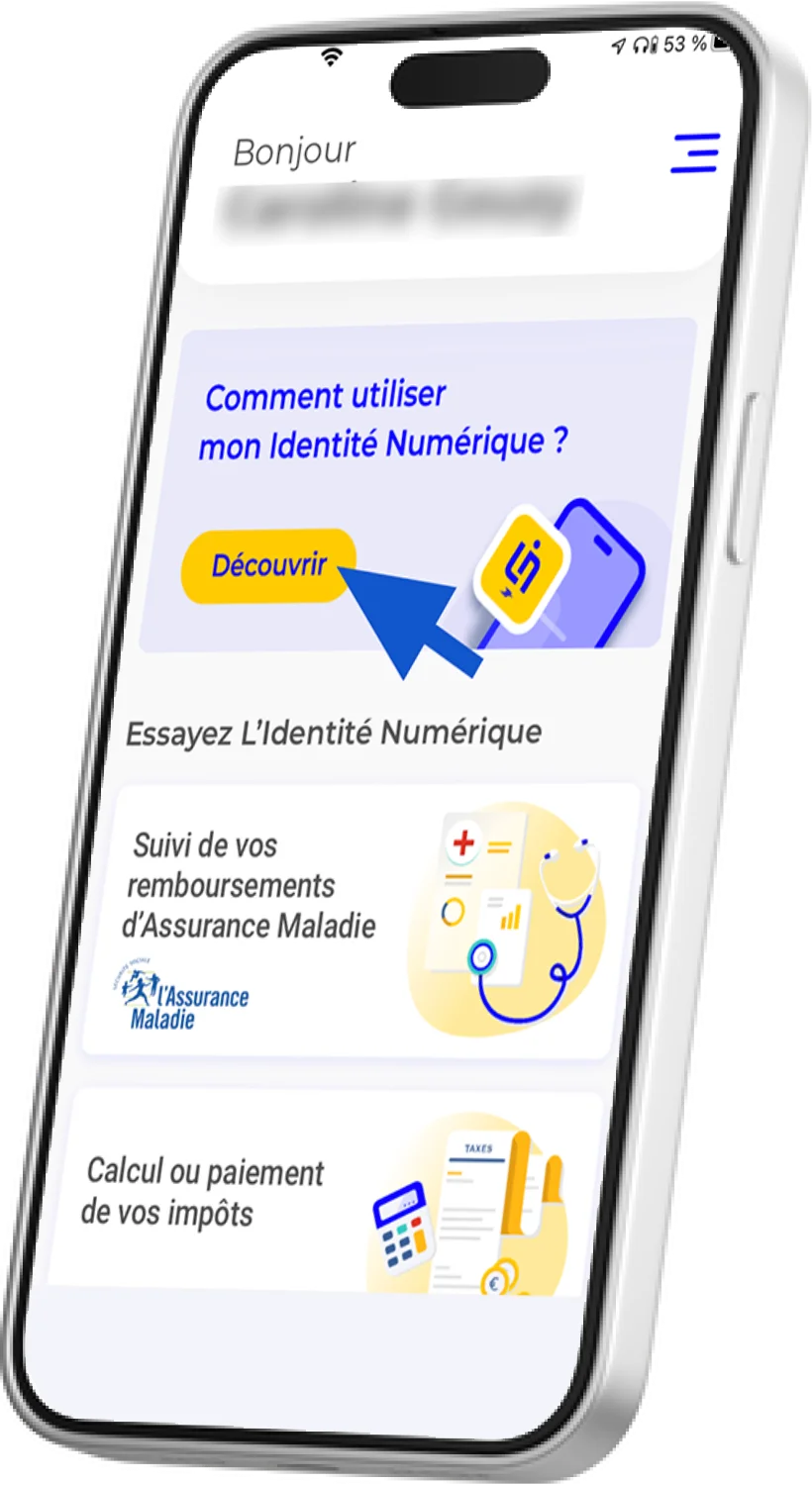 Smartphone avec l'application L'Identité Numérique La Poste